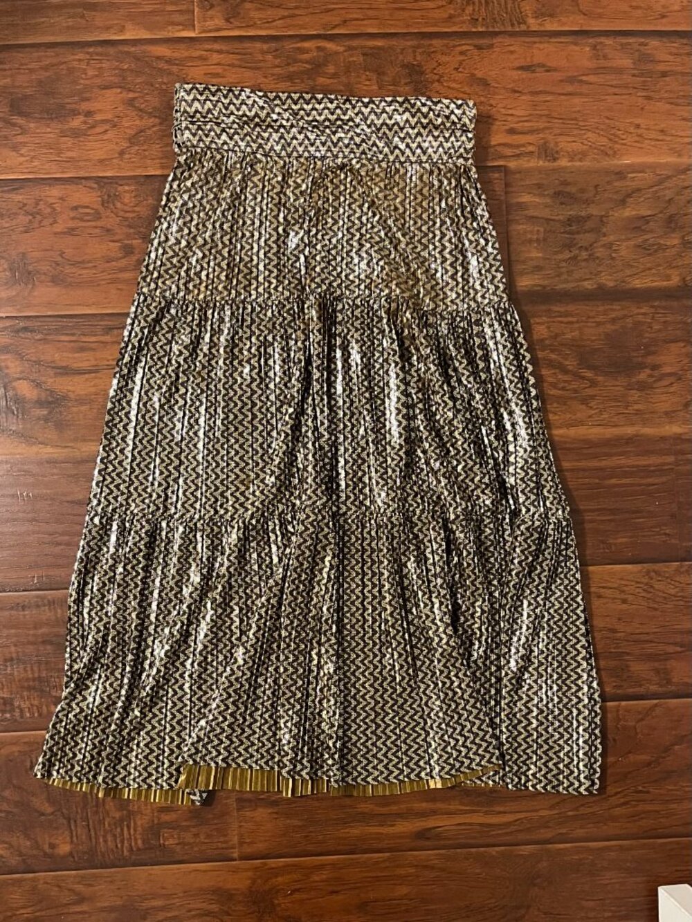 ba&sh Gold Metallic Midi Skirt